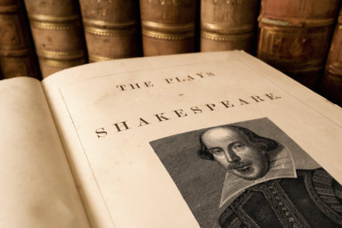 The title page from an antique book of the plays of Shakespeare on the North Fork