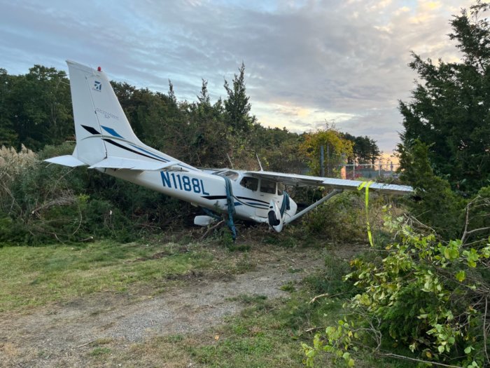Small Plane Crash Lands in East Quogue Shrubs