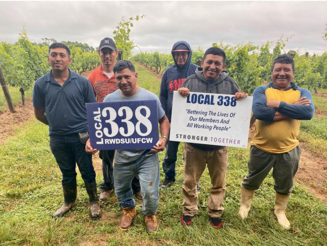 New Local 338 RWDSU/UFCW members at Pindar Vineyards in Peconic