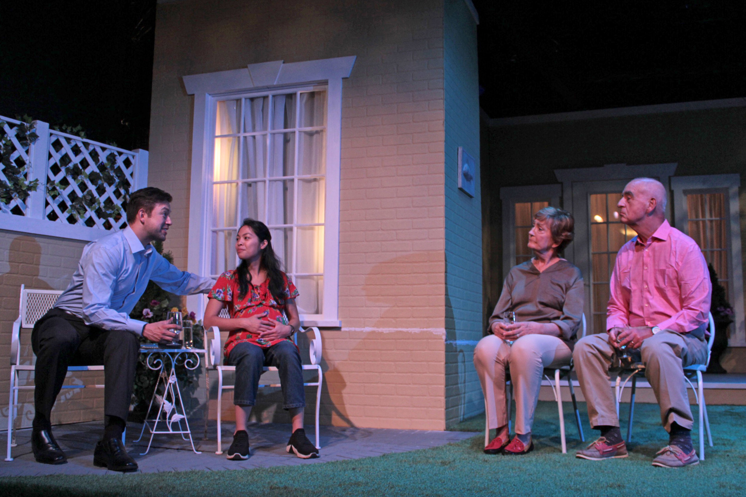 (L to R) Edwin Alexander Cruz, Samantha Herrera, Martha Kelly and Terrance Fiore in "Native Gardens"