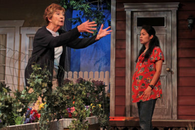 Martha Kelly and Samantha Herrera perform in "Native Gardens" Hampton Theatre Company