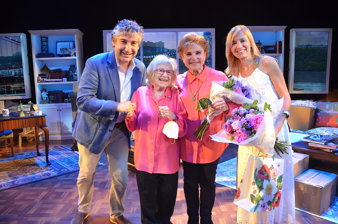 Opening night of Bay Street Theater's "Becoming Dr. Ruth" with Artistic Director Scott Schwartz, Dr. Ruth K Westheimer,  Tovah Feldshuh and Executive Director Tracy Mitchell