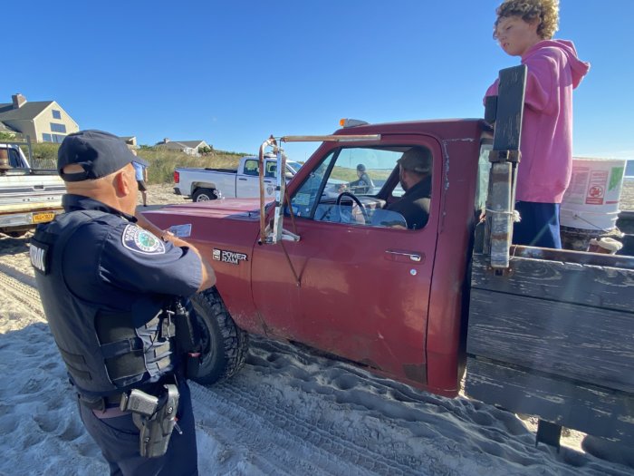 East Hampton Town Police stopped off-roaders from driving on Truck Beach