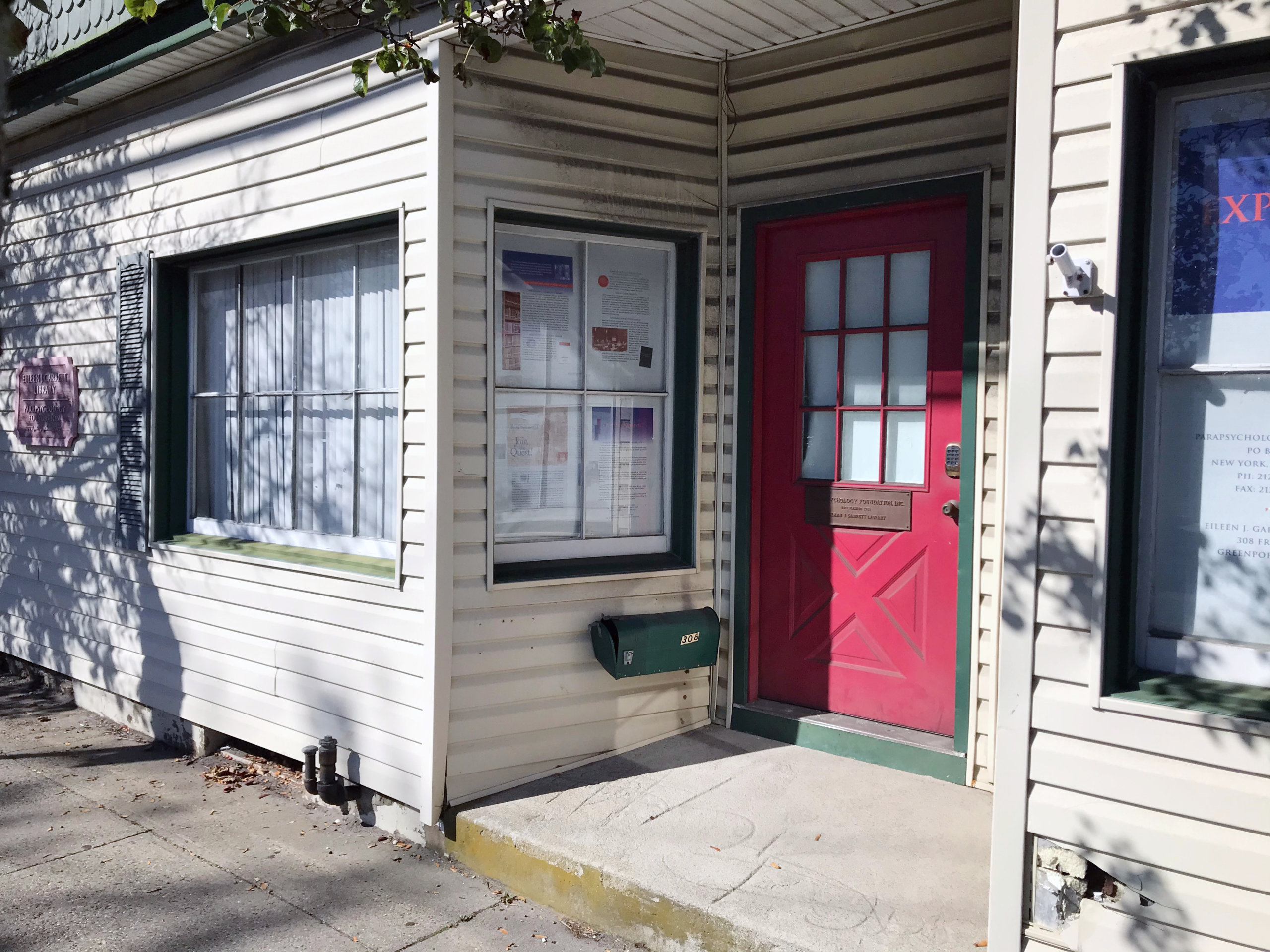 Outside the Eileen J. Garrett Library on Front Street, Greenport