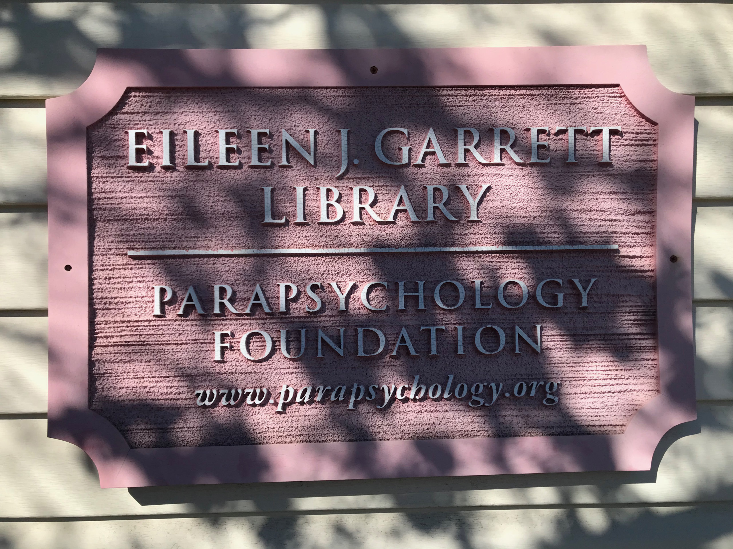 Eileen J. Garrett Library sign Parapsychology Foundation