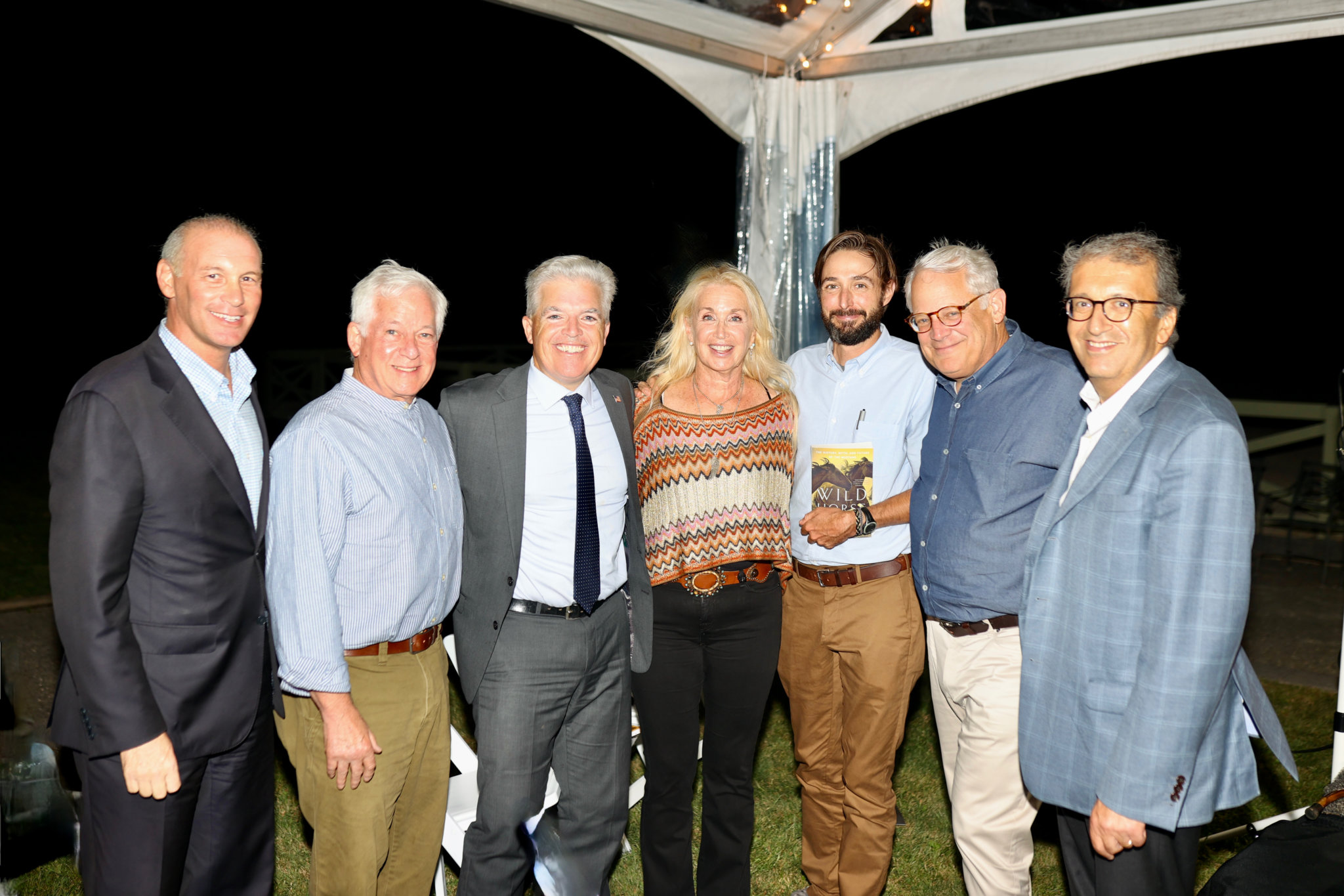 Manda Kalimian was joined by (l. to r.) Assemblymen Steve Stern and Charles Lavine, Suffolk Cty. Exec. Steve Bellone, NYT Journalist David Philipps, Former Rep. Steve Israel and Albert Kalimian.