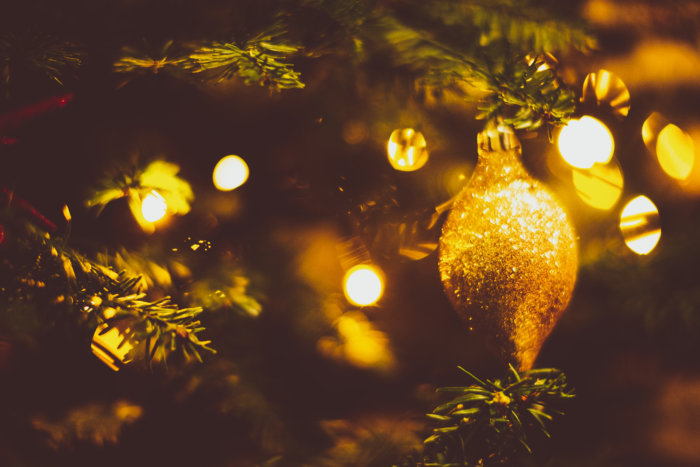 Christmas, Festival, Decoration, Joy - Beautifully decorated Christmas Tree and Golden Colored Ornate in Palm Beach