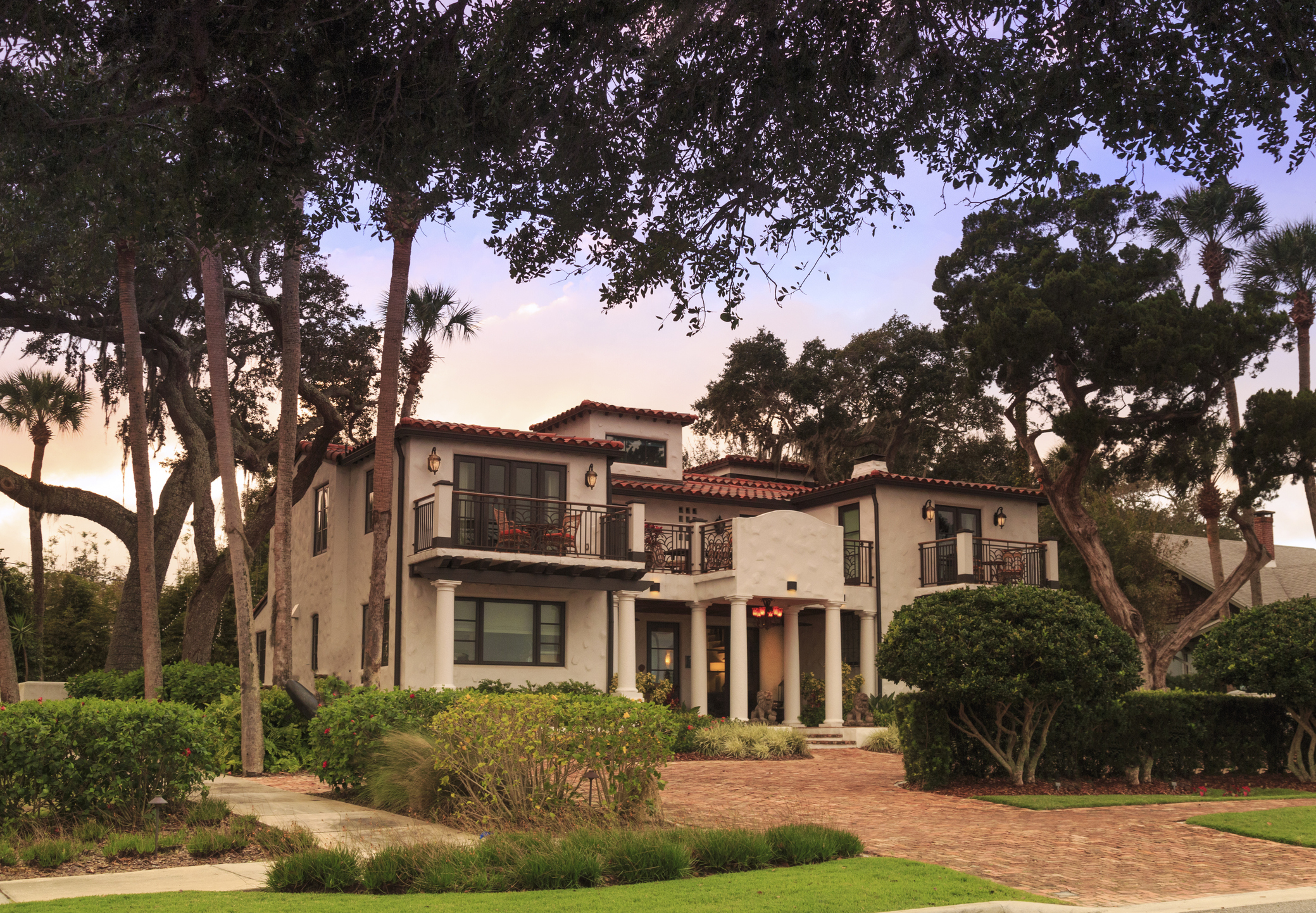 Front of mansion in Mediterranean Style, Black Dolphin Inn, New Smyrna Beach, Florida, USA