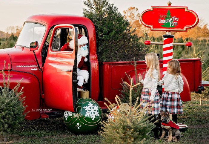 Kids meet Santa Claus at Santa's Christmas Tree Farm