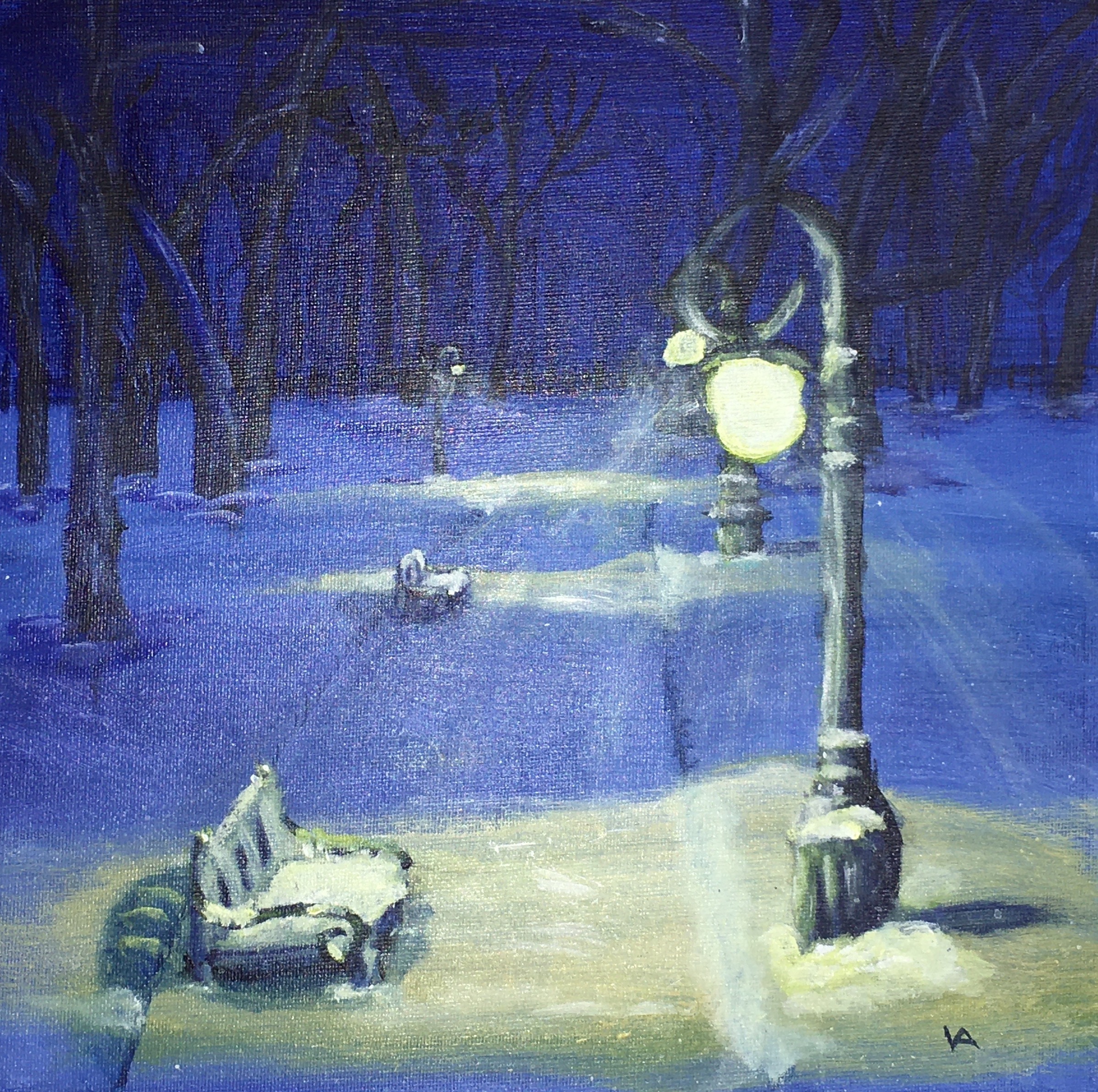 "Luminous Cold Night" by Victoria Anderson, acrylic on canvas