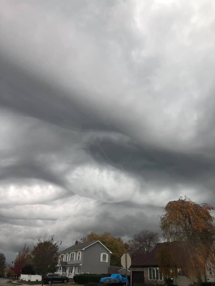 A photo of ominous skies over the Hamptons during a storm that whipped up tornadoes on November 13, 2021