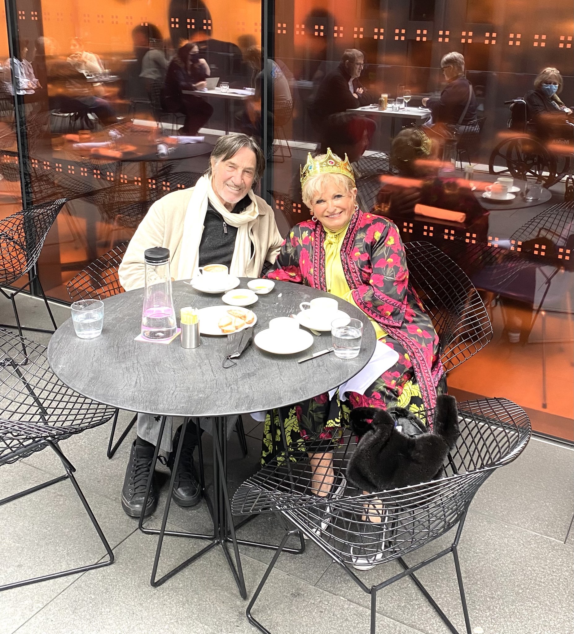 Victoria Schneps enjoying a bite with Hans at MoMA!