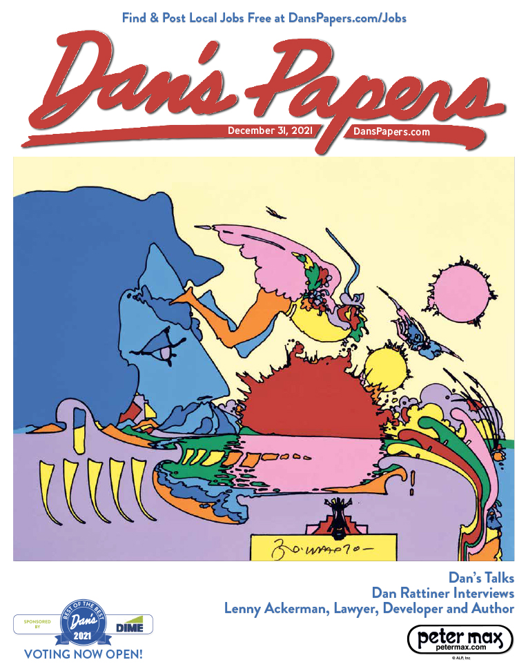 December 31, 2021 Dan's Papers cover art by Peter Max