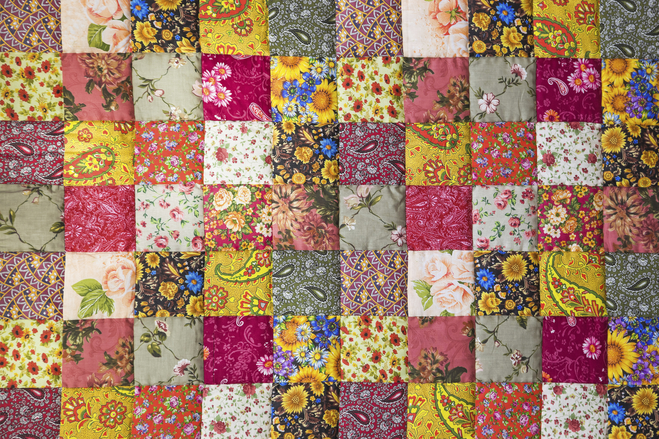 textile background from small flowers. Patchwork, quilt