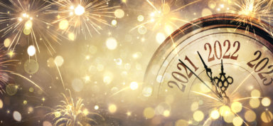 Happy New Year's Eve - Vintage Clock With Golden Bokeh