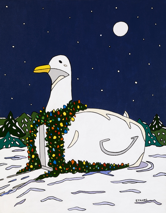 Stanko painted the Big Duck for Christmas