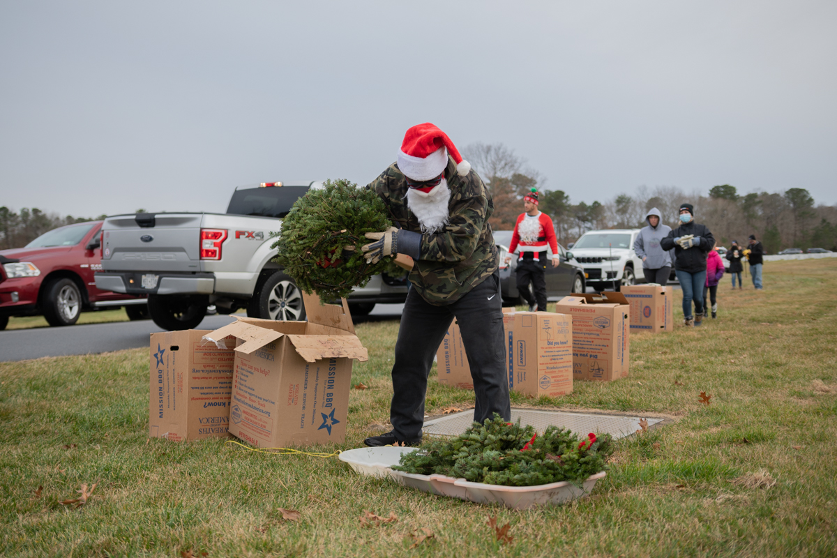 Dory Seymore prepares wreaths