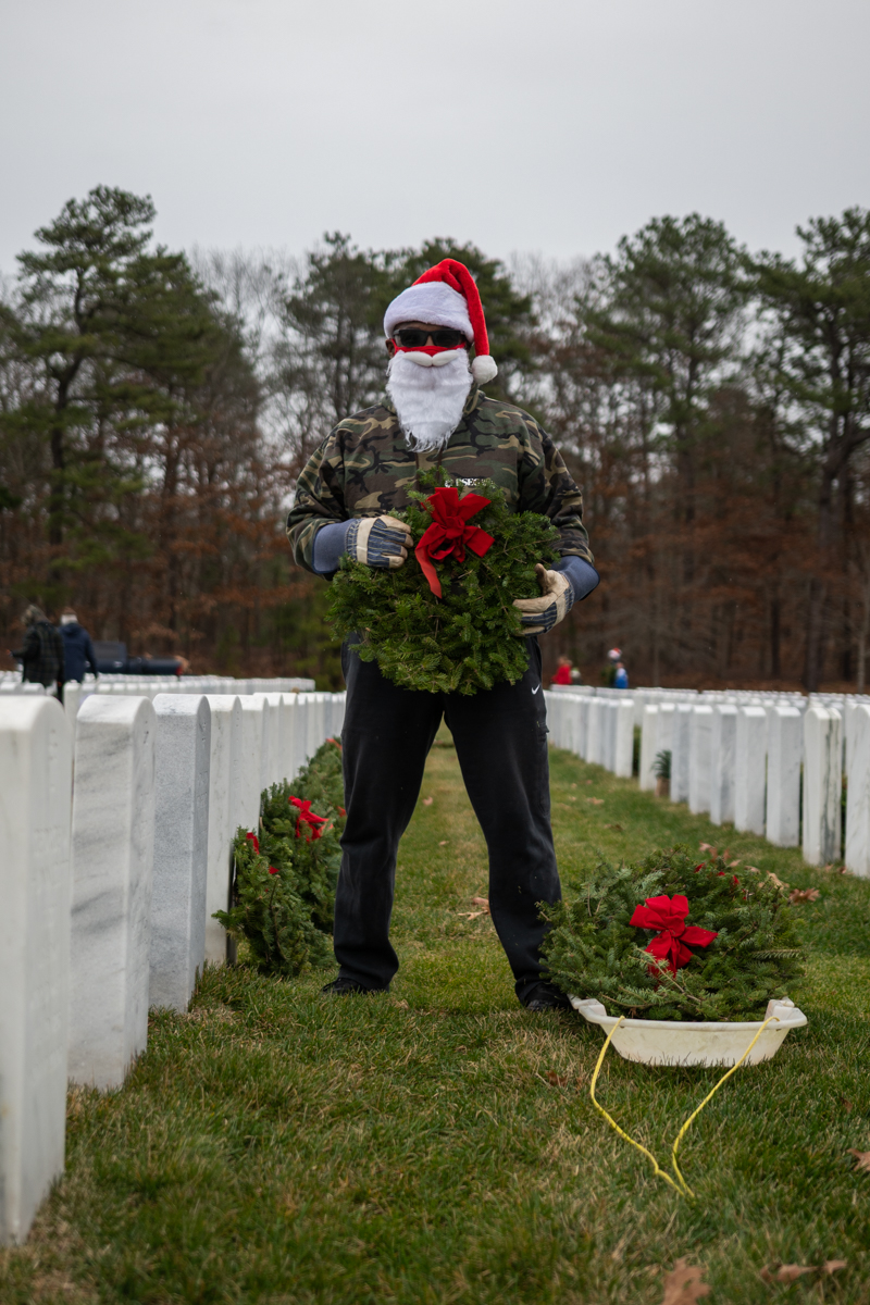 Dory Seymore of Southampton lays wreaths