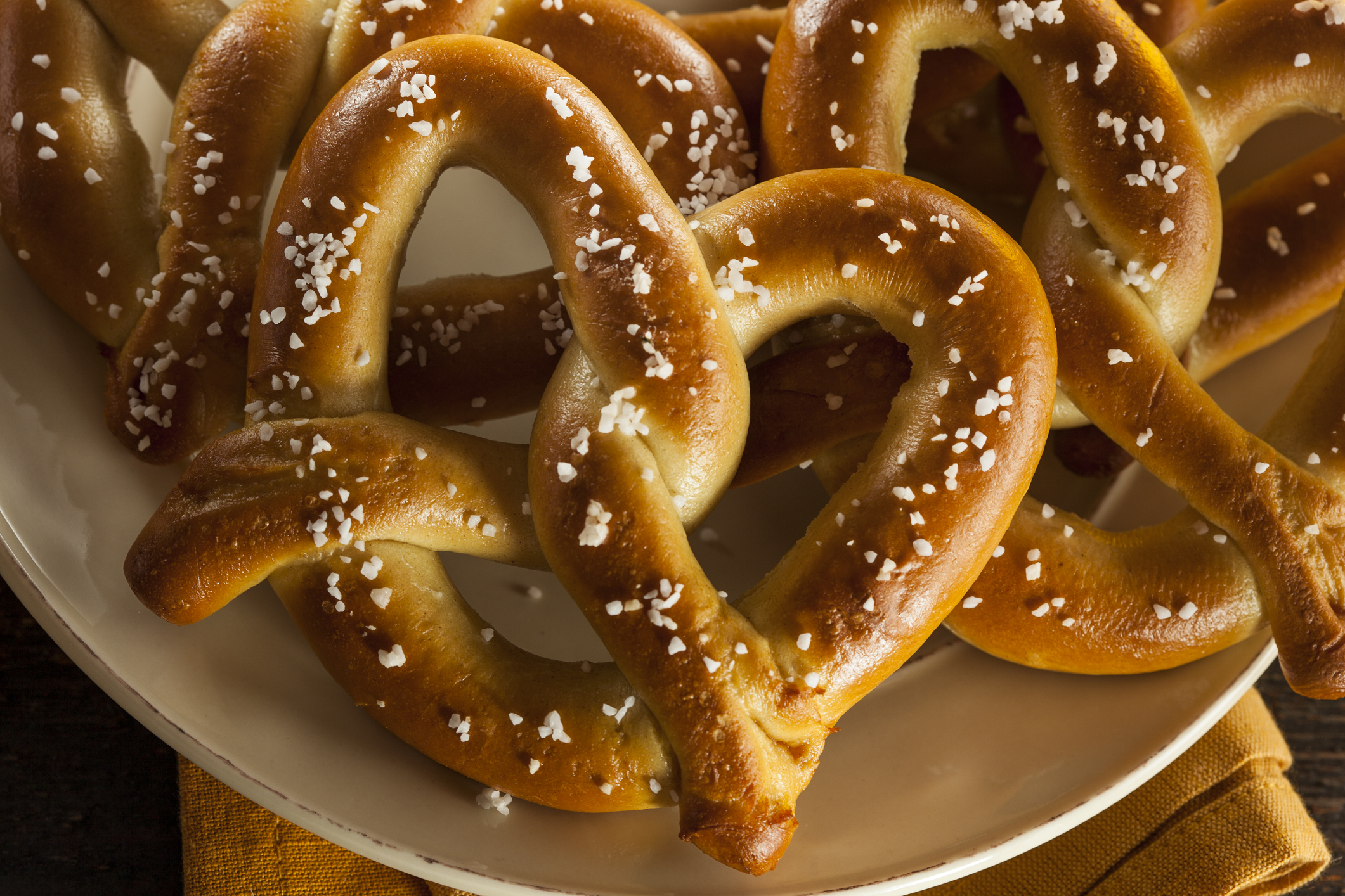 Homemade Soft Pretzels with Salt Ready to Eat