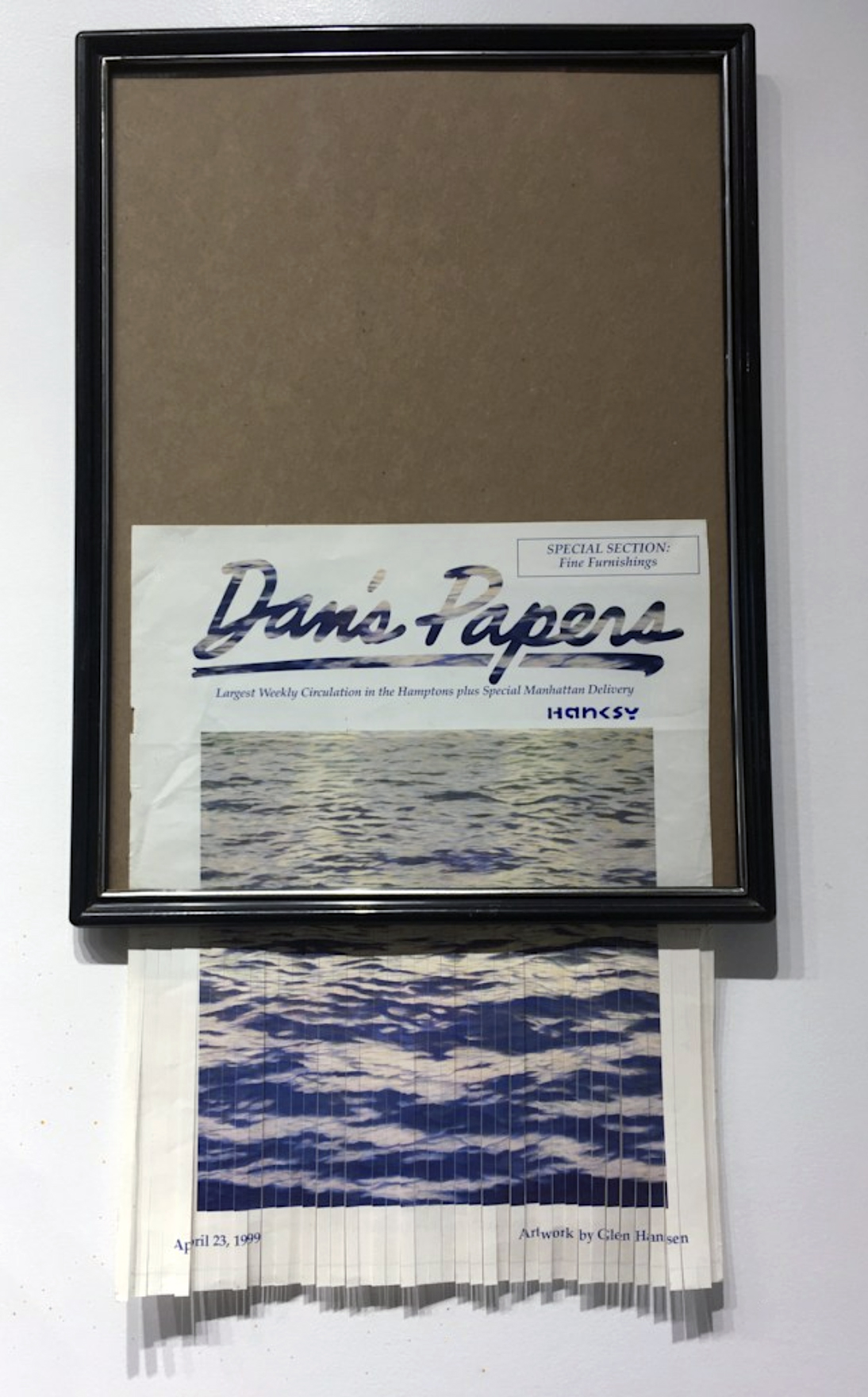 "Hanksy Original" installation (11 x 14 inches) by Glen Hansen after his own April 23, 1999 Dan's Papers cover art for Dan's Reimagined