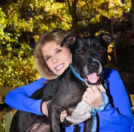 Jill Rappaport and 9-year-old Monica, who is one of ARF’s long term residents and has been waiting to be adopted, with a wagging tail, for 5 long years.