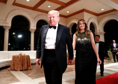 U.S. President Donald Trump arrives with first lady Melania Trump at the Mar-a-Lago resort in Palm Beach, Florida, U.S. December 31, 2019. REUTERS/Tom Brenner