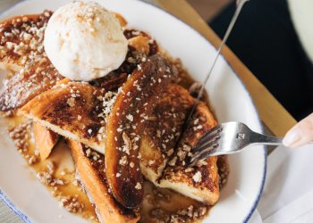 The Bananas Foster French Toast at Gurney’s Montauk