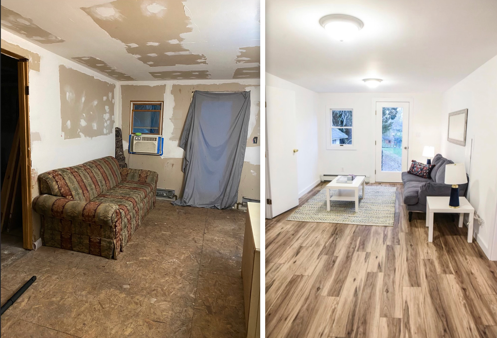 Before and after shots of a home repaired by Hamptons Community Outreach