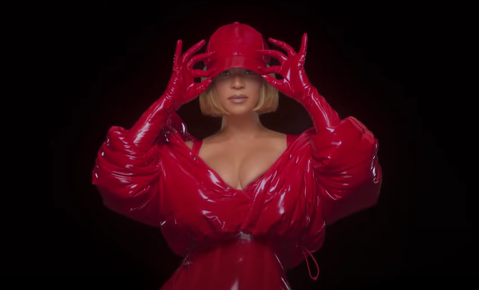 Beyonce shows off faux latex gear in her IVY Heart campaign video