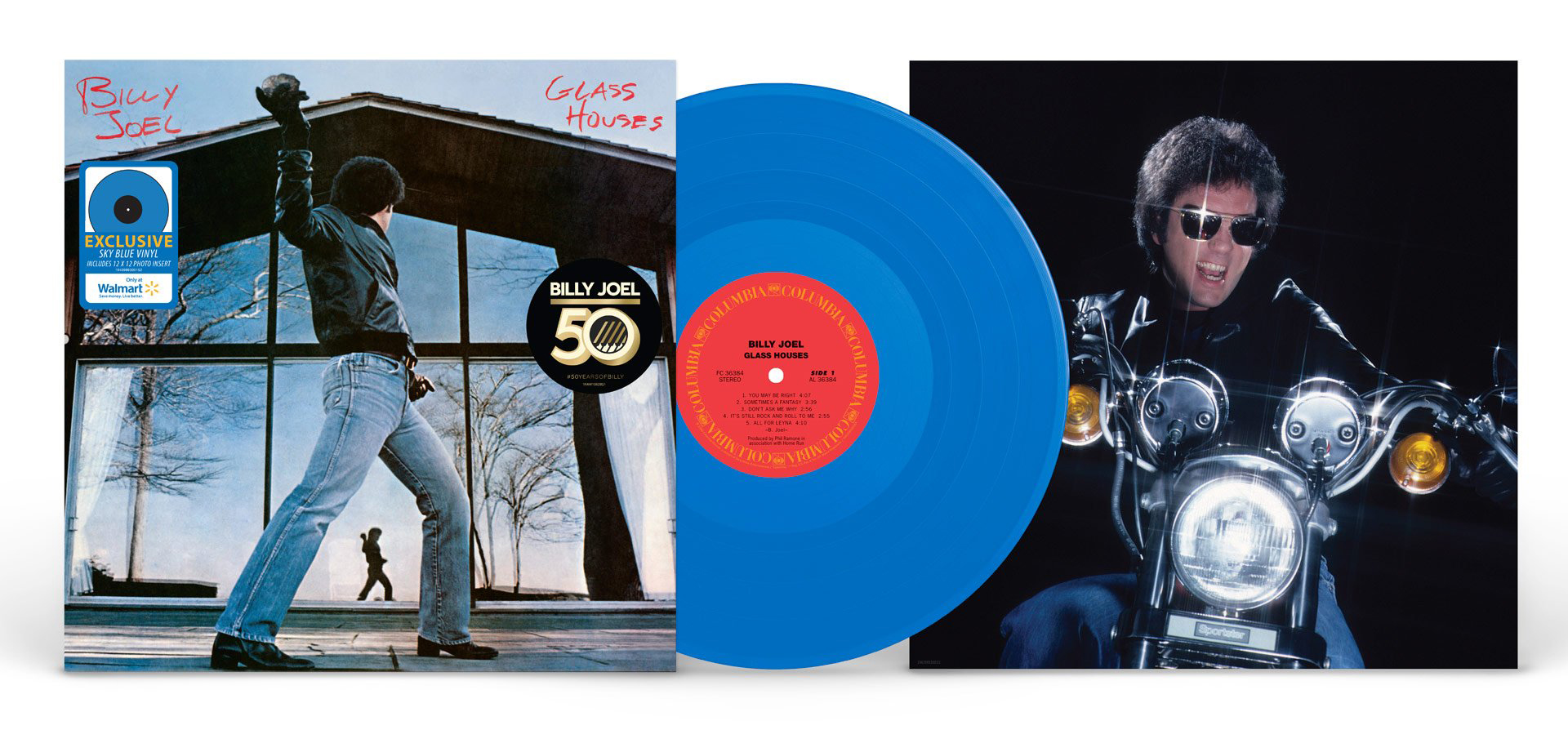Billy Joel's 1980 record "Glass Houses," shown here in blue vinyl from Walmart