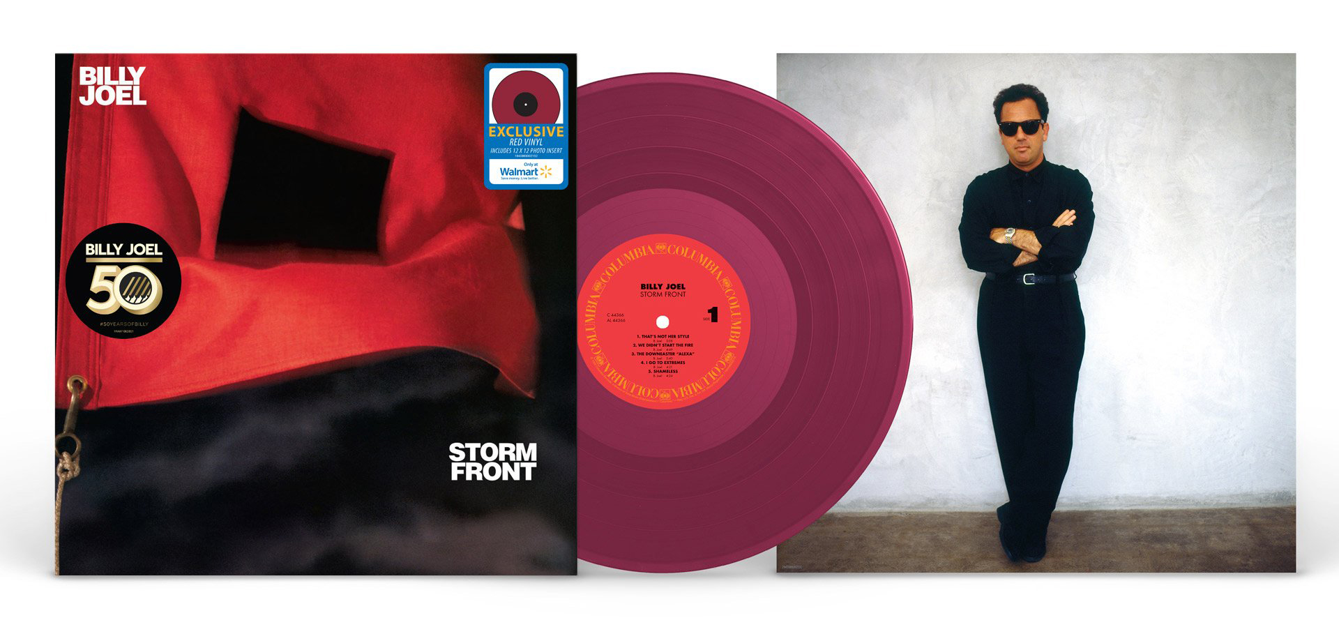 Billy Joel's 1989 album "Storm Front" on red vinyl from Walmart