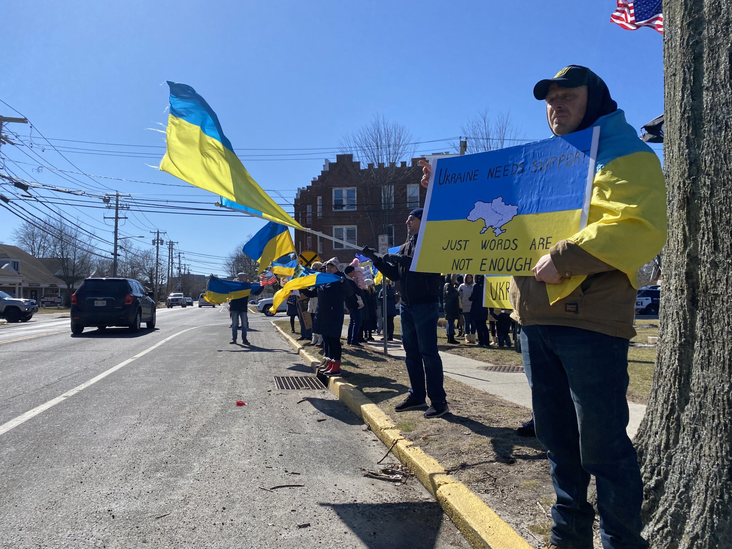 Cars honked in support of the rally for Ukraine in Riverhead
