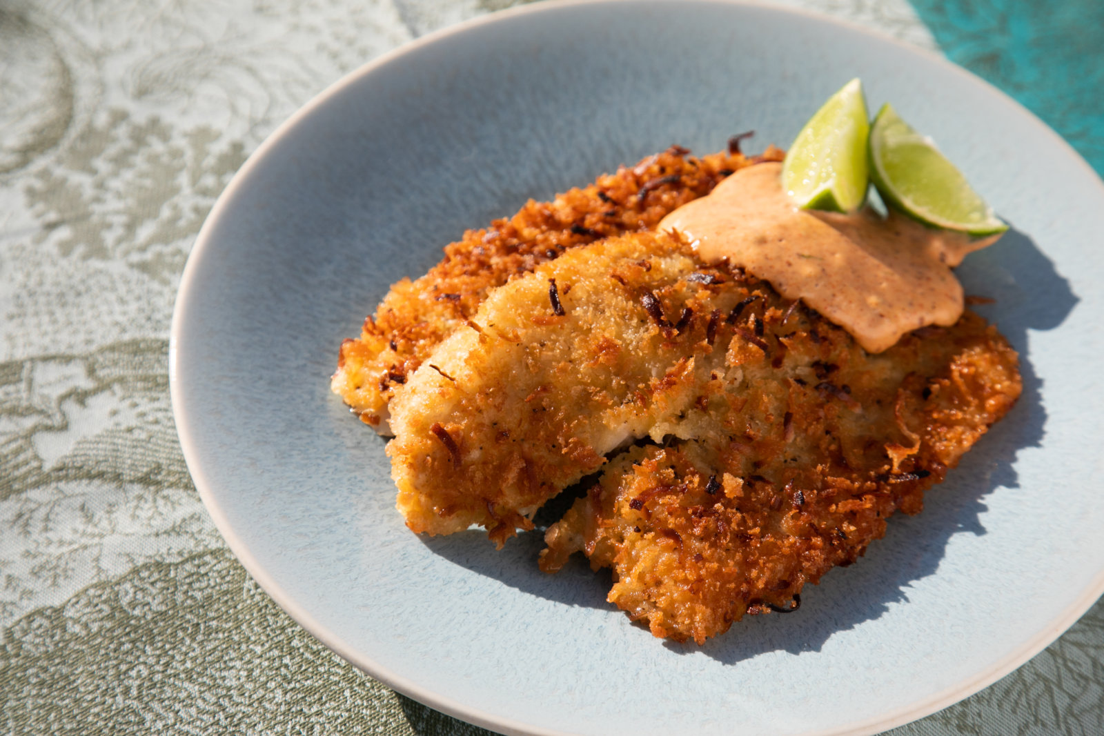Recipe CoconutCrusted Flounder w/ ChiliLime Tartar Sauce