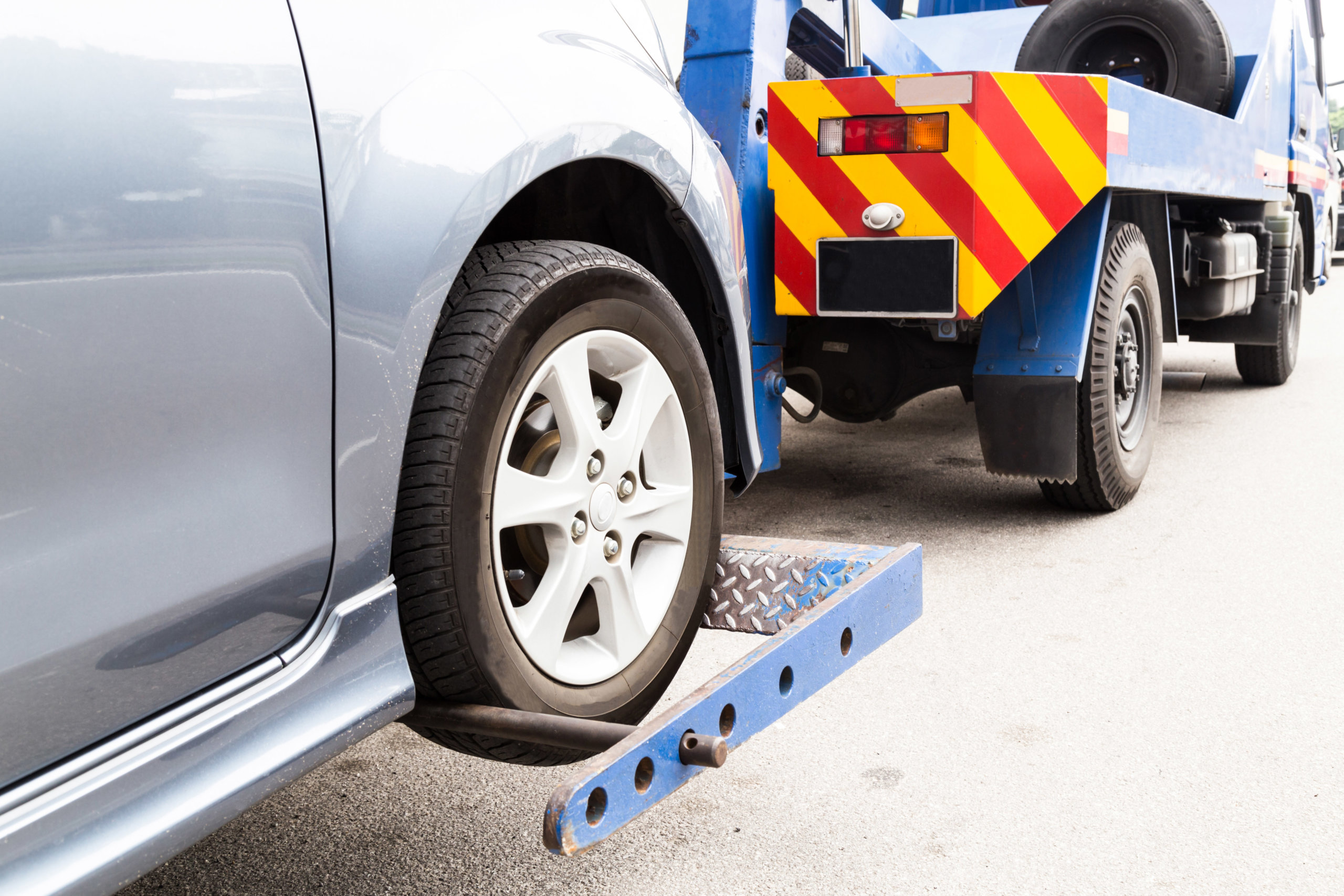 A car gets towed