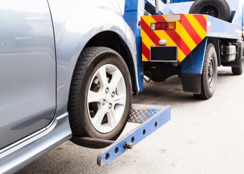 A car gets towed