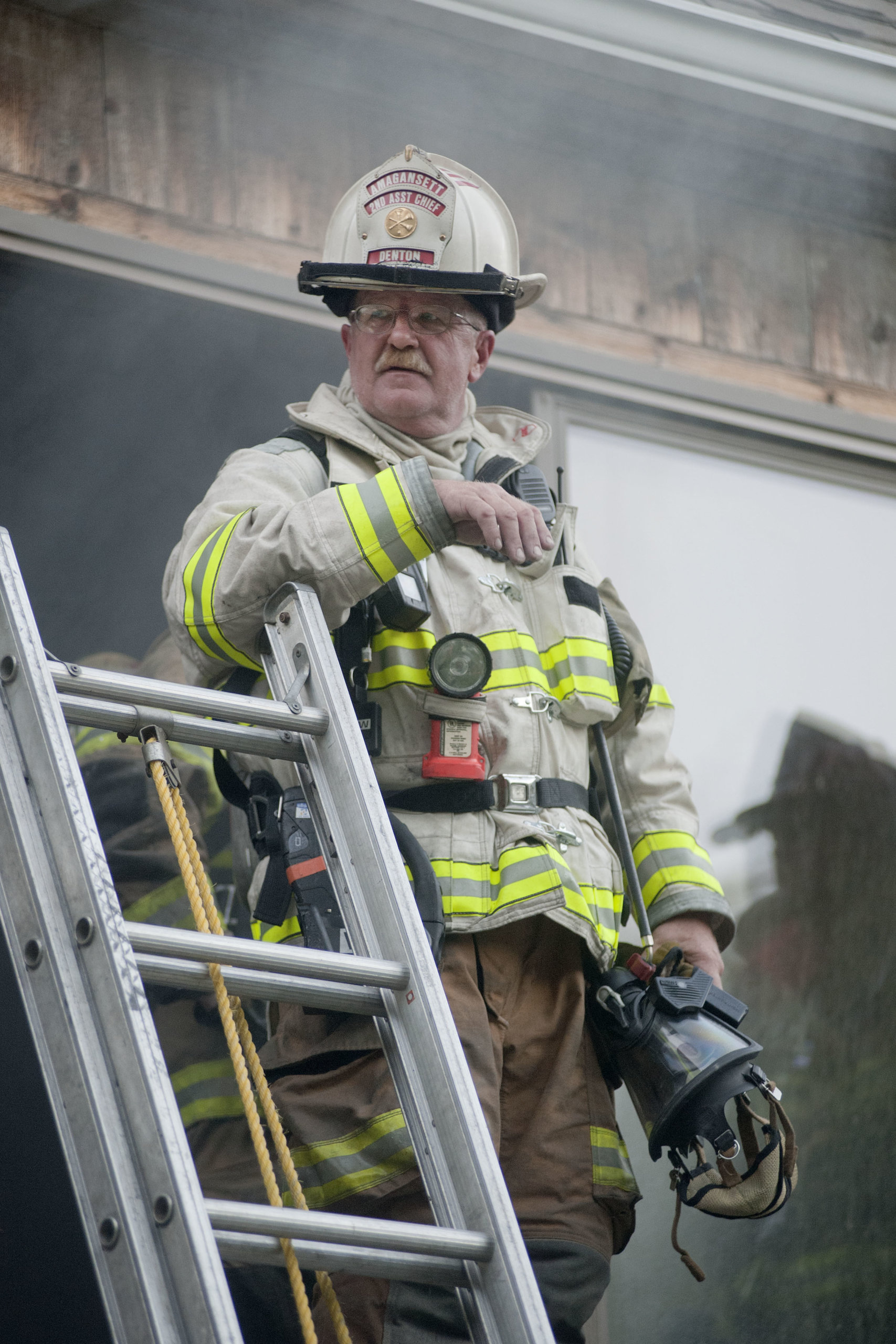 Dwayne Denton at live burn drill with Amagansett Fire Department in 2011