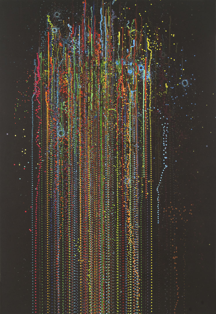 Carter Hodgkin "Charged Freefall," 2010, oil enamel on canvas, 52" x 36"