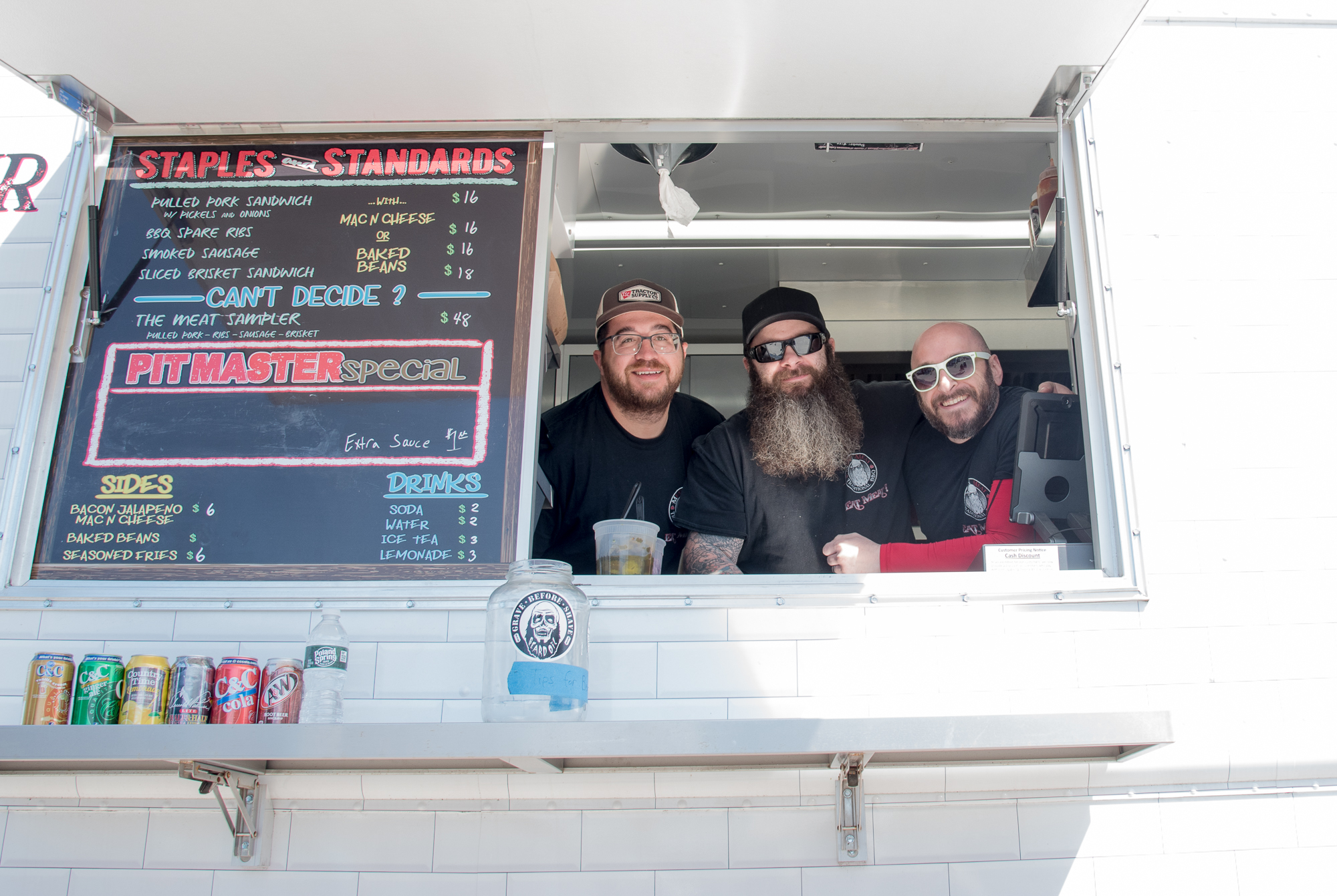 Larry "Meat" Mondello (center) and his Meats Meats food truck crew