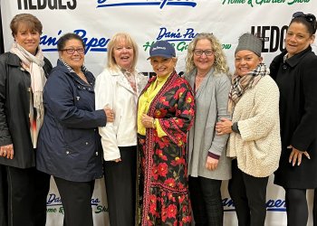 Victoria Schneps (center) President of Dan's Papers with friends and Schneps employees at at Dan's Papers Home & Garden Show