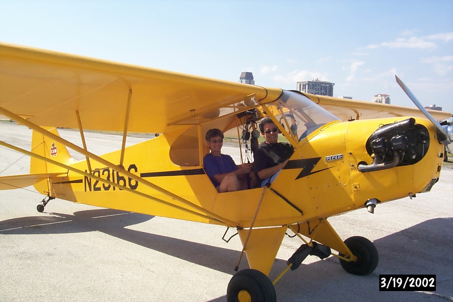 Rose Walton, who was also a pilot, taking her wife Marge Sherwin for a airplane ride