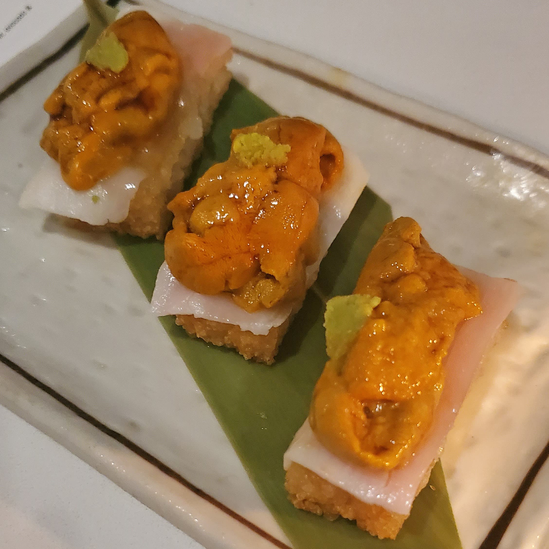 Lardo and Uni Crispy Rice at O by Kissaki