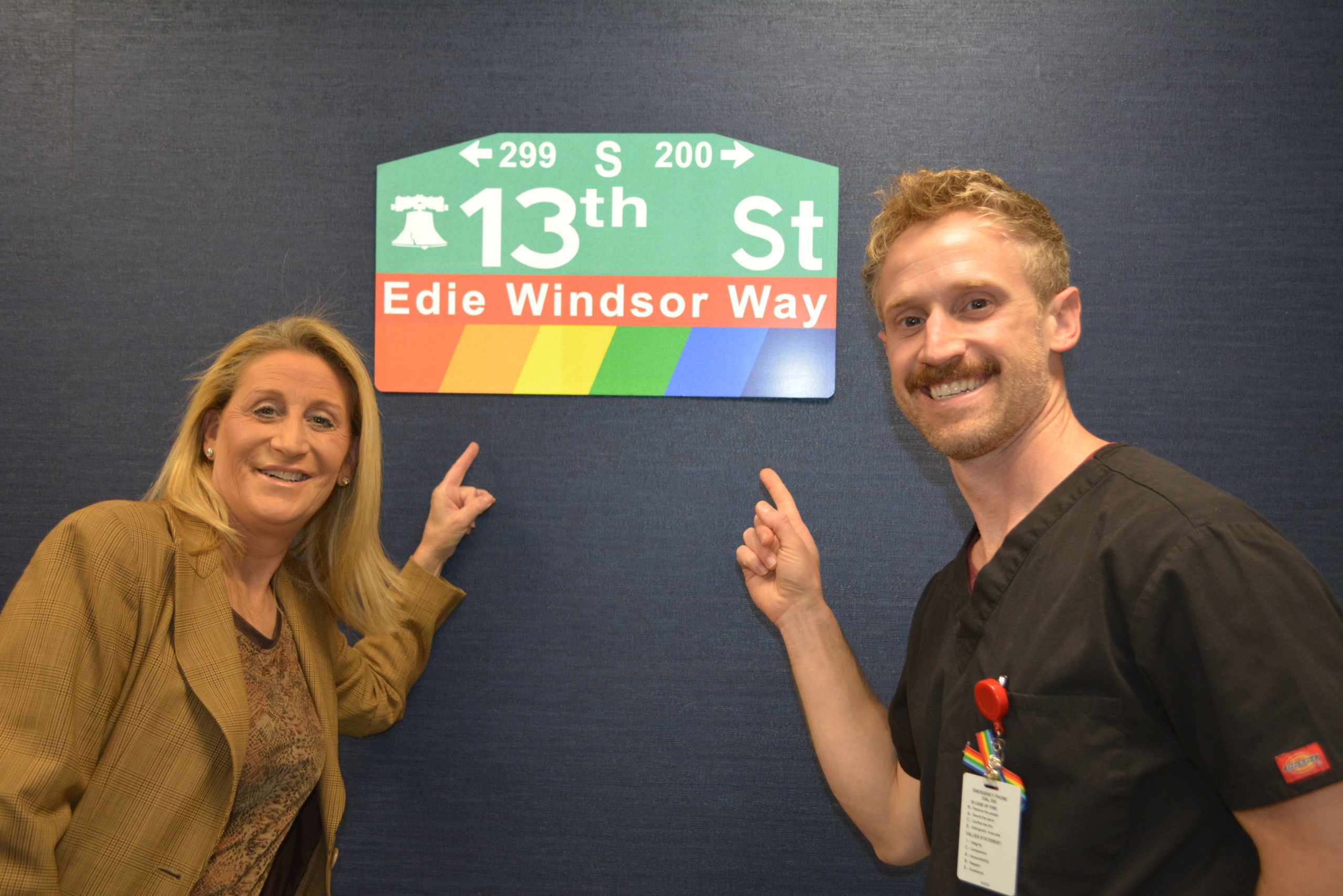 Judith Kasen-Windsor and Dr. Eric Lella at the Edie Windsor Healthcare Center for the LGBTQ community