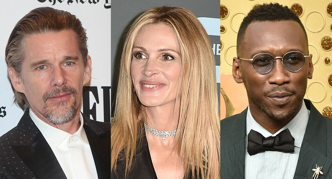 "Leave the World Behind" cast members: Ethan Hawke, Julia Roberts, Mahershala Ali