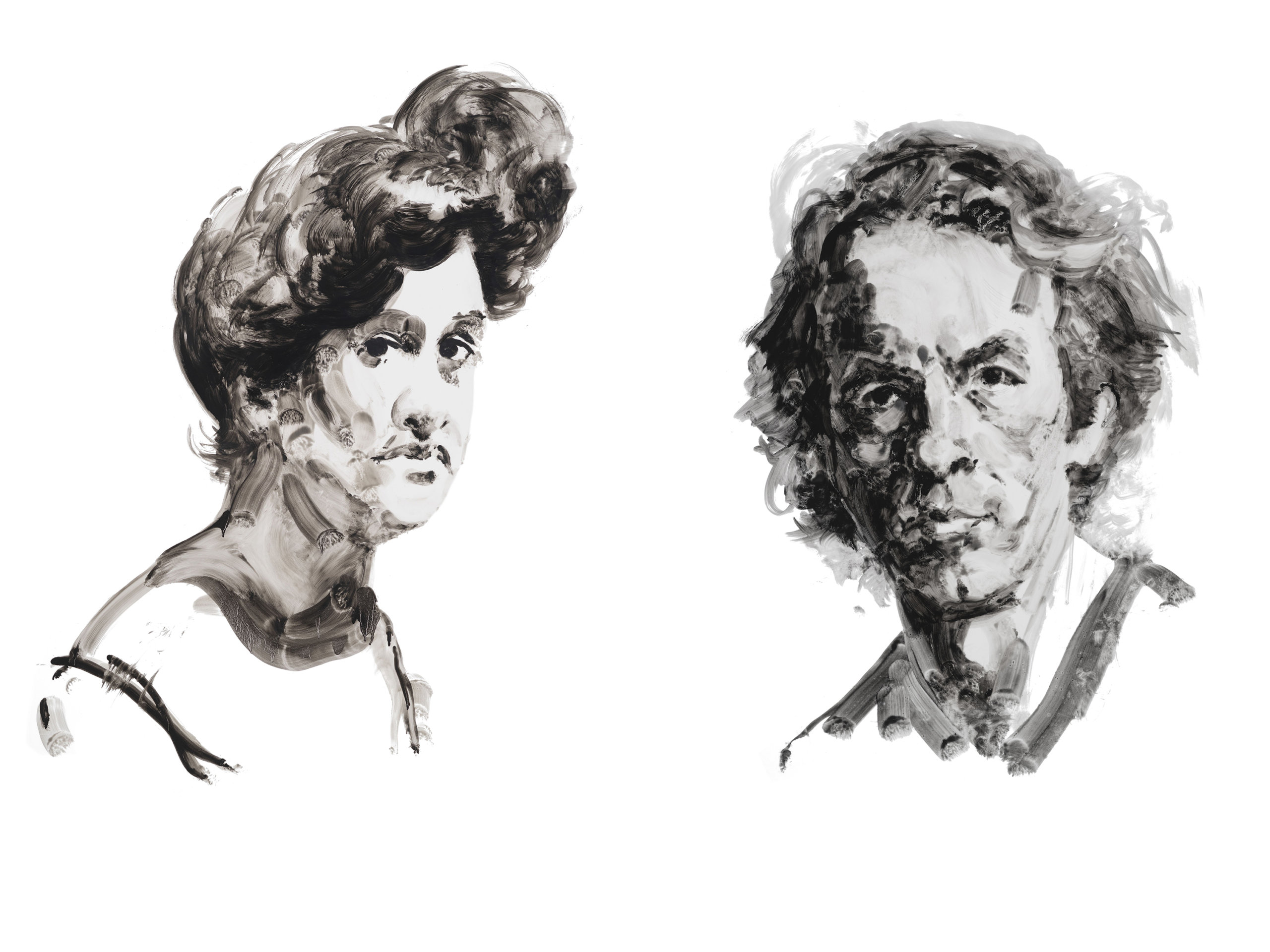Daisy Tapley and Spalding Gray as depicted by Eric Fischl