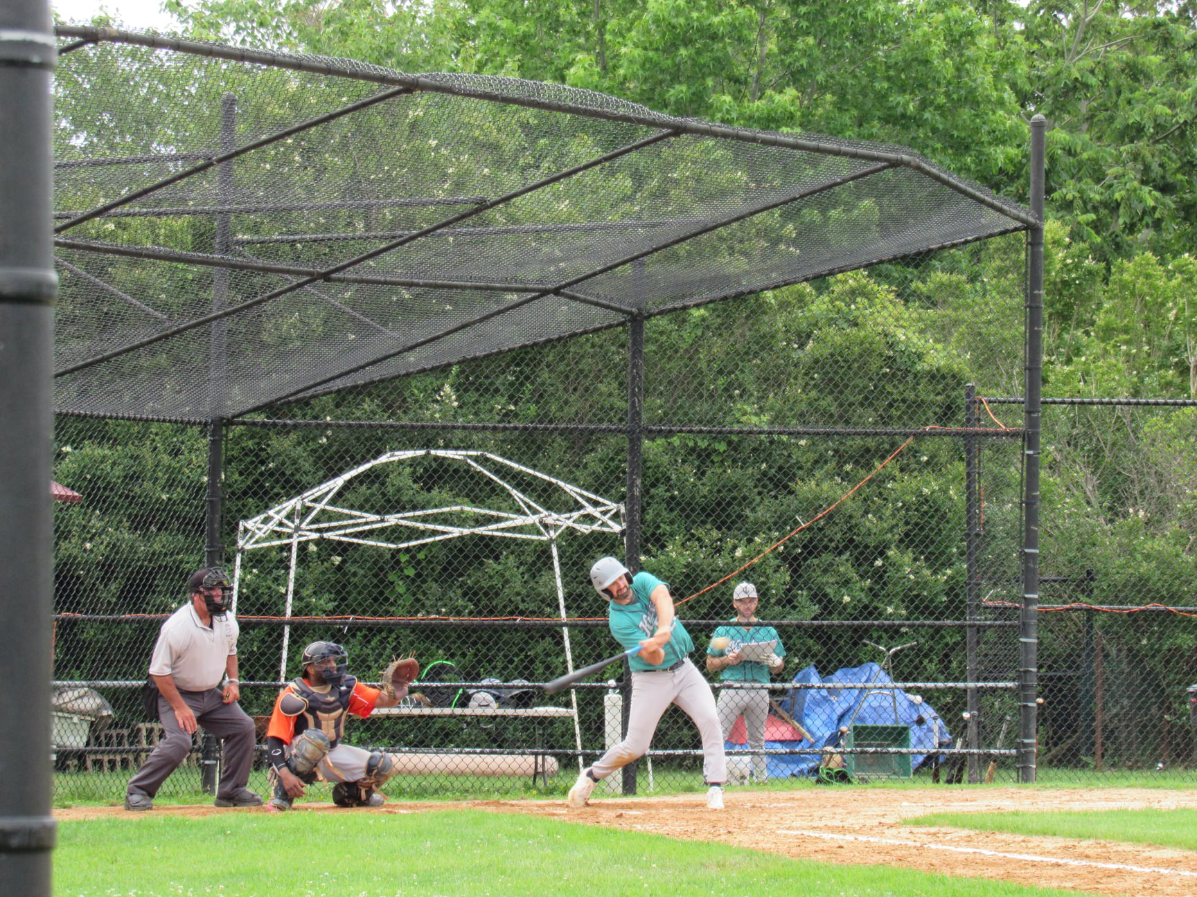 Harbor Krakens manager Tim Pilinko at bat for Hamptons Adult Hardball HAH