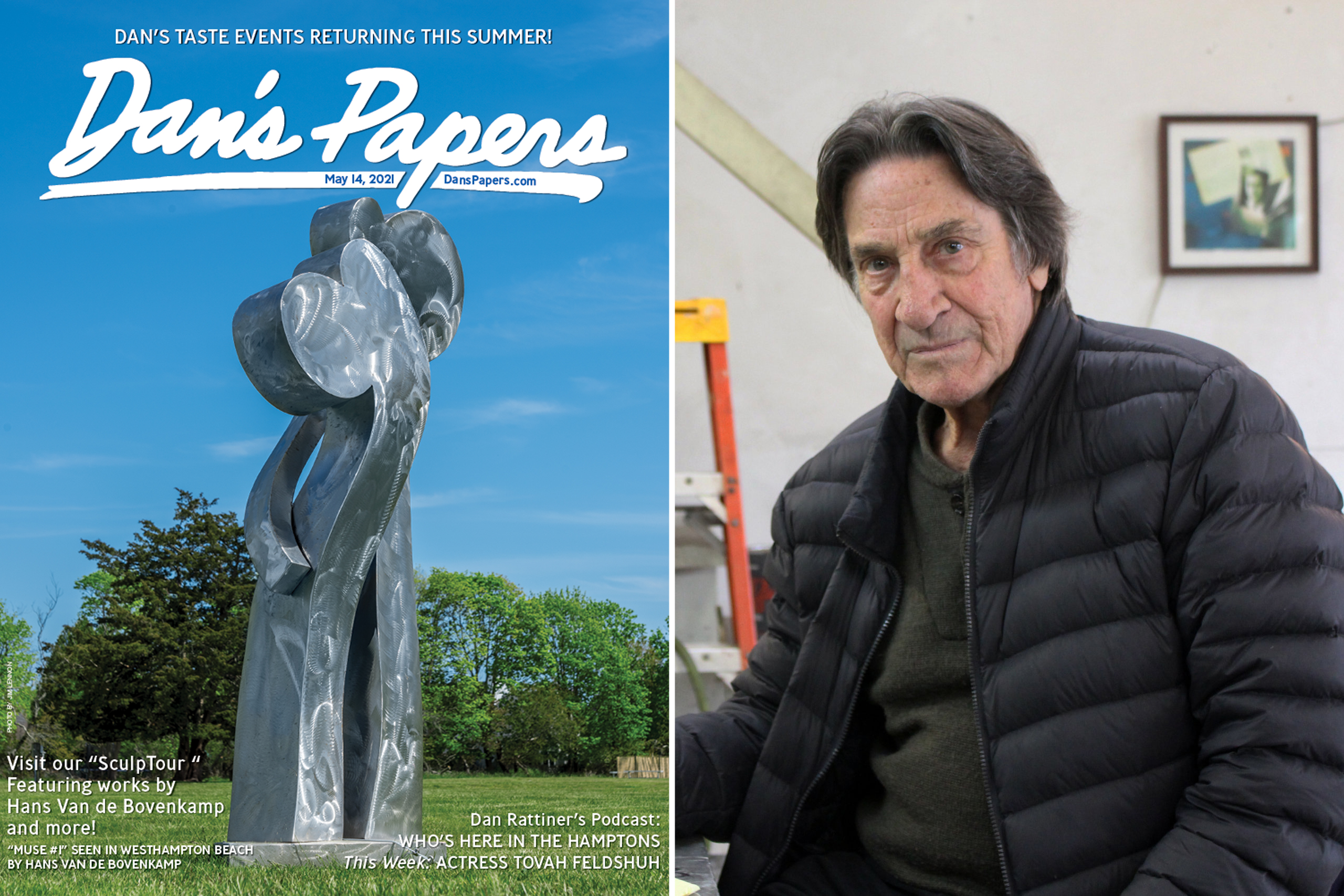 Hans Van de Bovenkamp's "Muse #1" sculpture on the cover of the May 14, 2021, issue of Dan's Papers