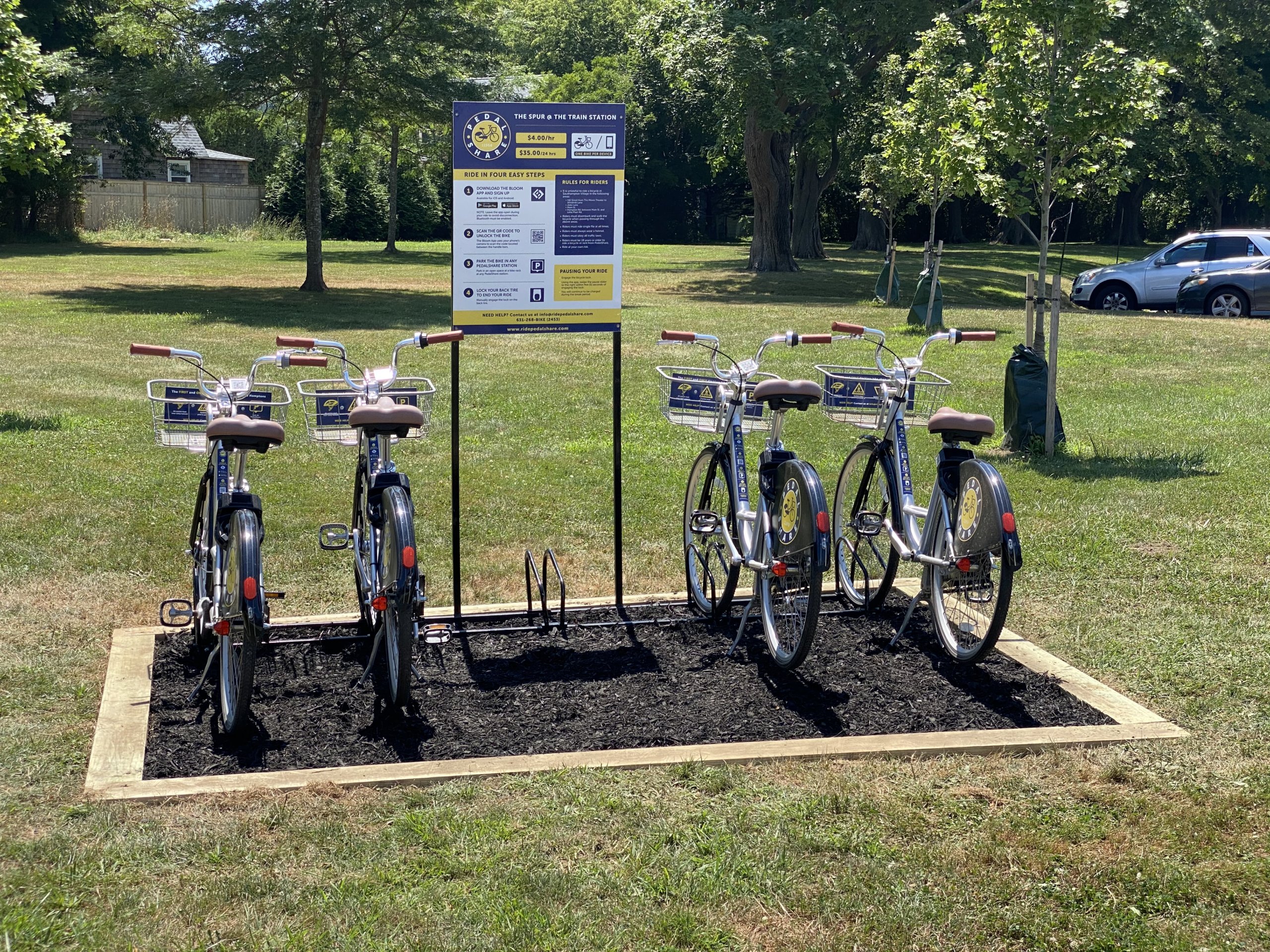 PedalShare bikes at the Southampton Village LIRR station offer a nice ride this summer