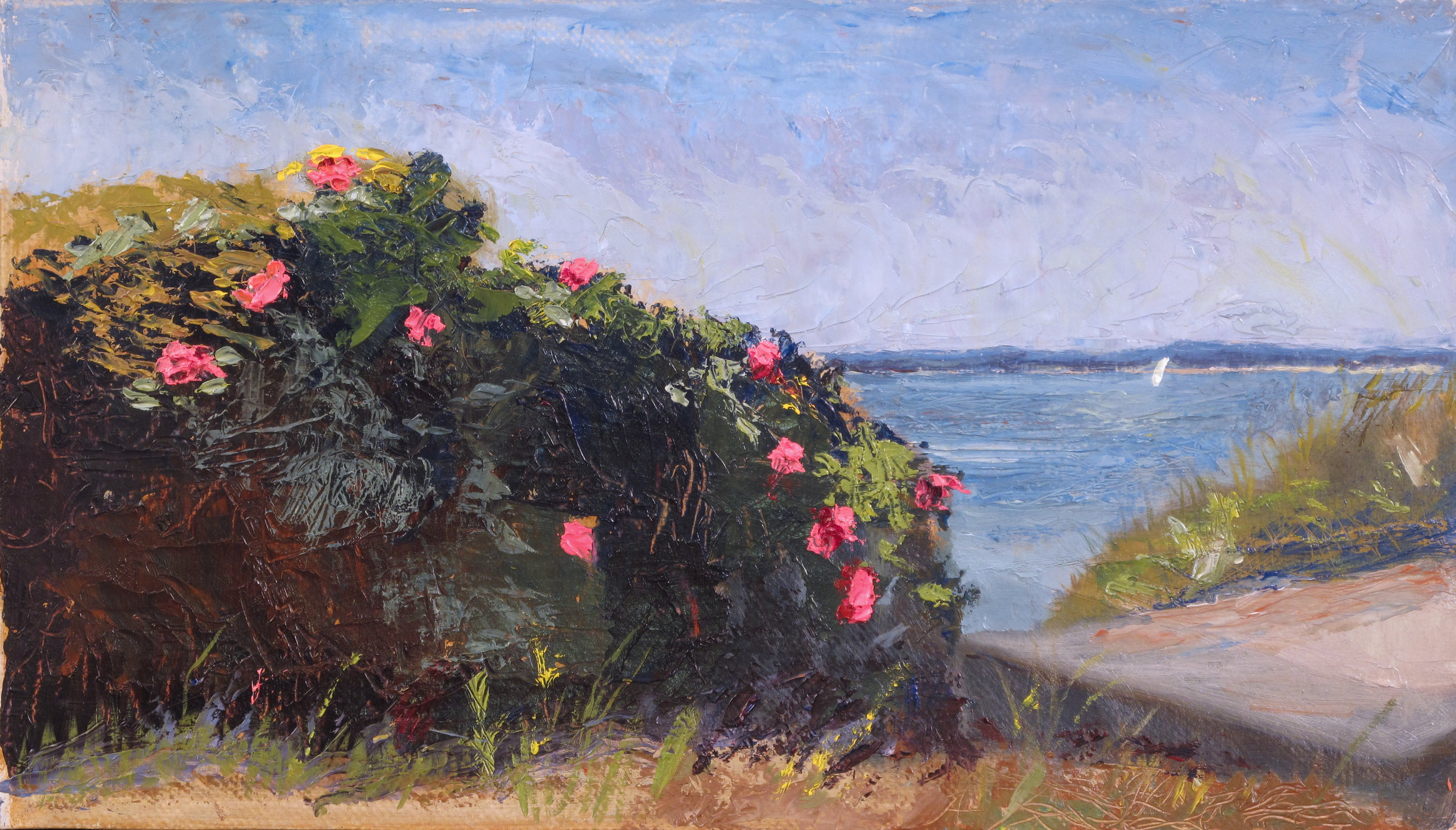 Nelson H. White "The Wild Rose Bush," oil on linen, 9 x 16 inches, 2019