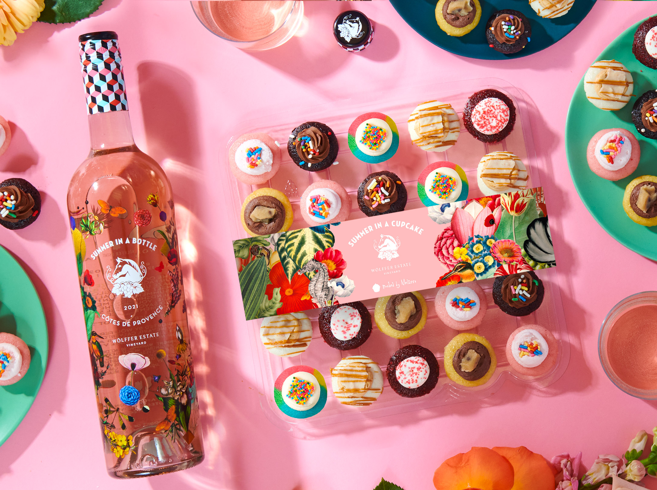 Summer in a Cupcake pairs Baked By Melissa treats with Wölffer Estate's popular Summer in a Bottle rosé