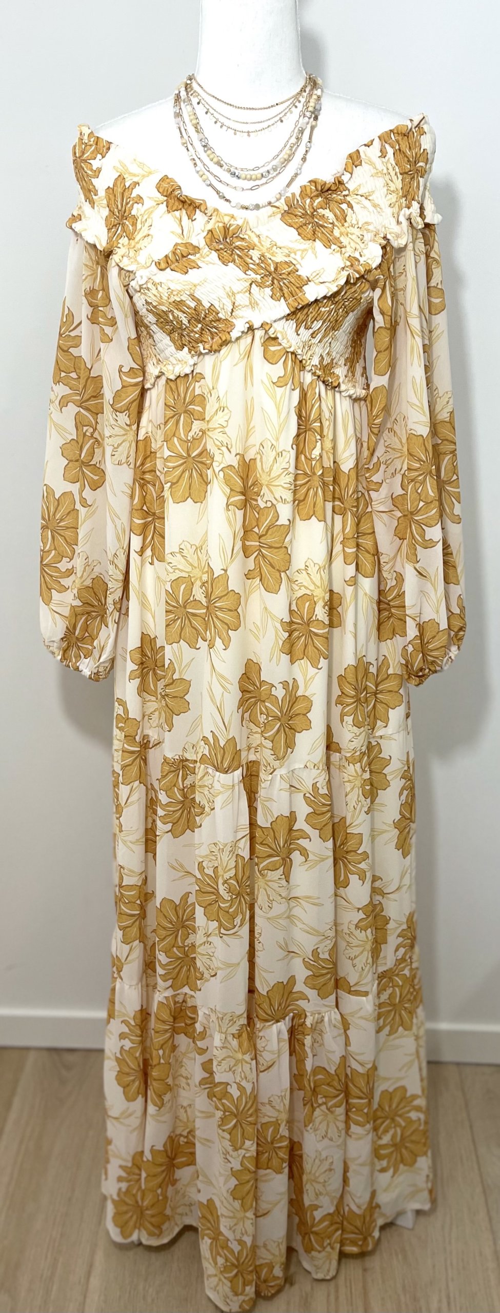 Summer fashion A Mellow Yellow Floral Dress sold at Beacheeky